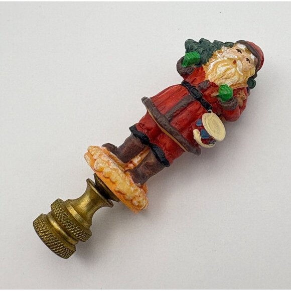 Vintage Santa Claus Lamp Finial Small Christmas Decoration Holding Tree and Toys - Picture 4 of 7